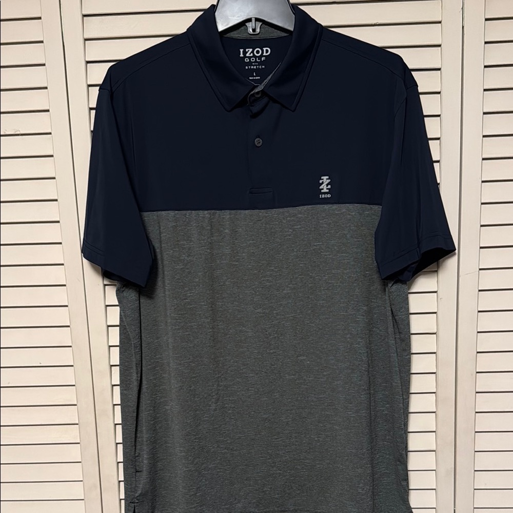 IZOD Golf Men's Navy and Gray Polo Shirt